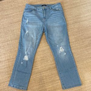 d.jeans light blue denim jeans distressed straight leg women’s size 12